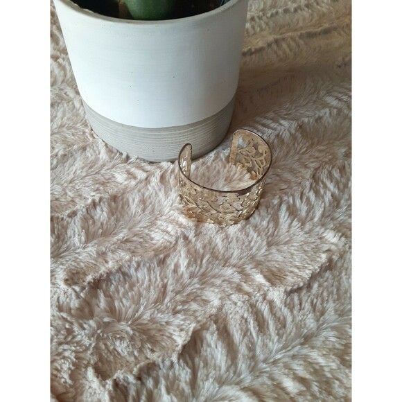 Sterling Silver Filigree Cutout Cuff Bracelet Wide Statement Piece - Picture 5 of 6